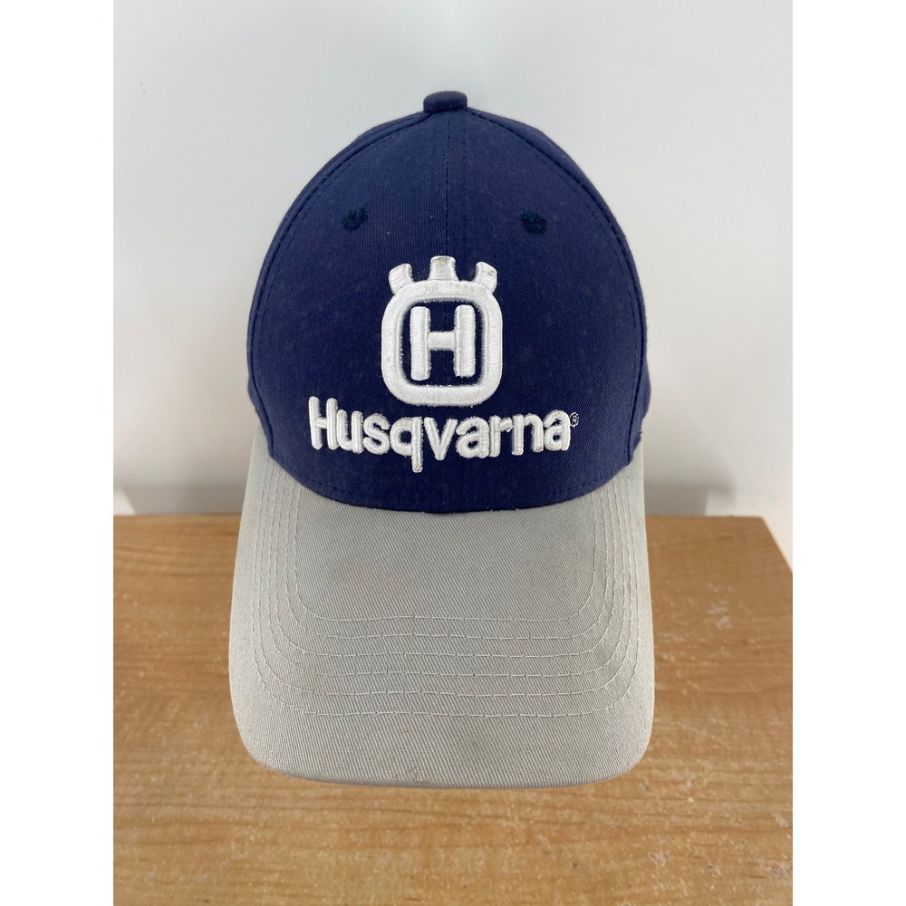Husqvarna Extreme Outdoor Baseball Cap Navy Blue Gray Two Tone Hook Loop Hat